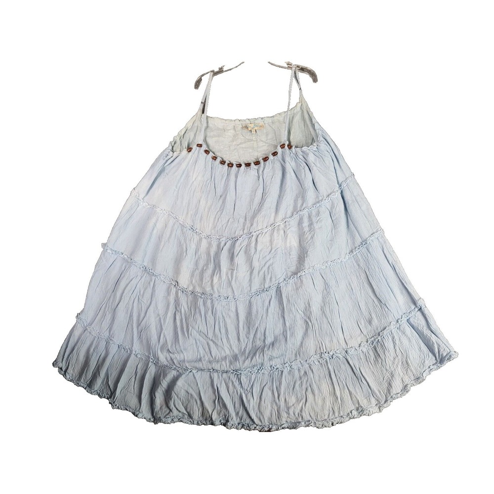 Isola Bella Denim Dress Women M Pleated Beach Mini Blue Travel Cottagecore Fairy